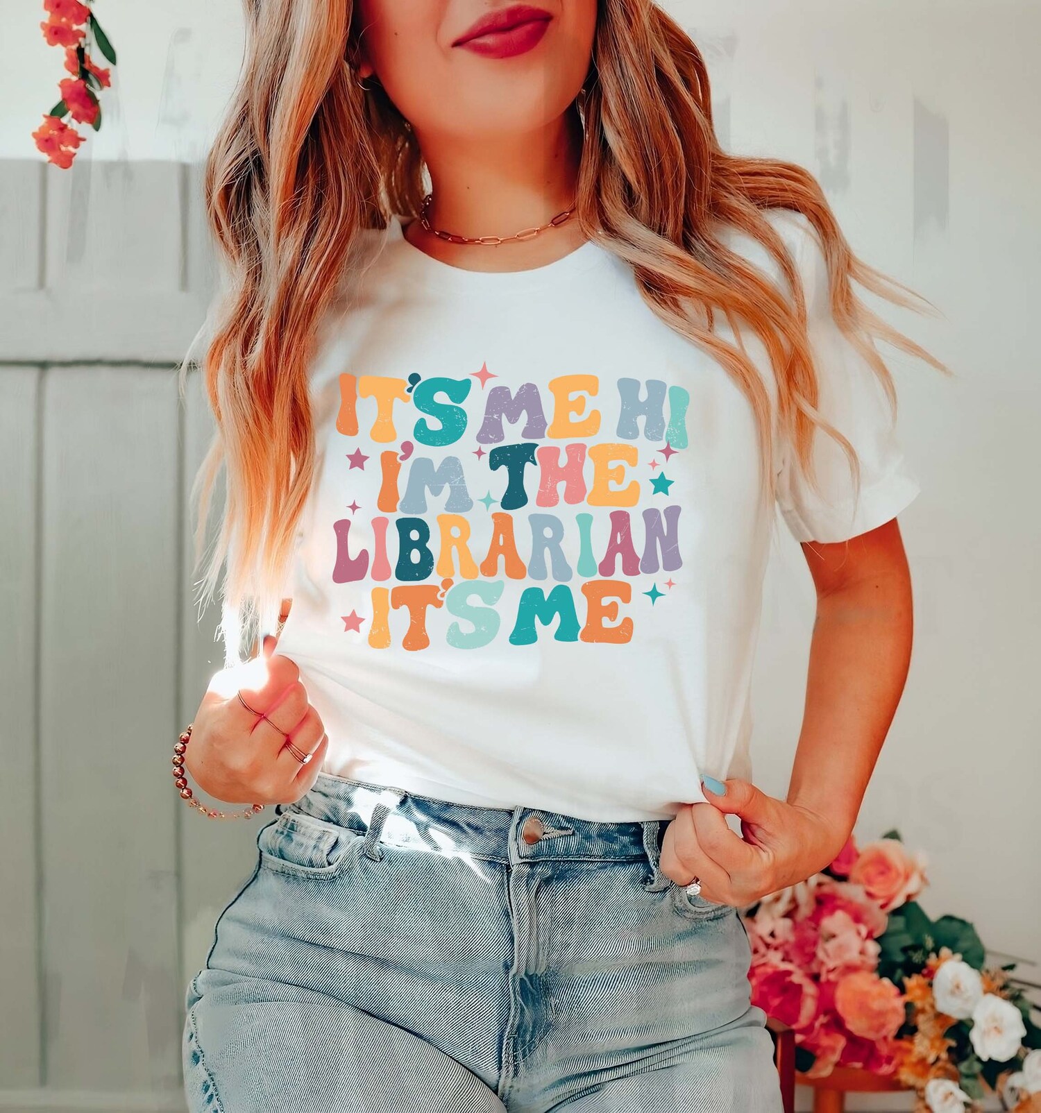 Librarian Shirt It's Me Hi I'm The Librarian Book Lover Gift Reading Shirt Bookworm Tee image 1