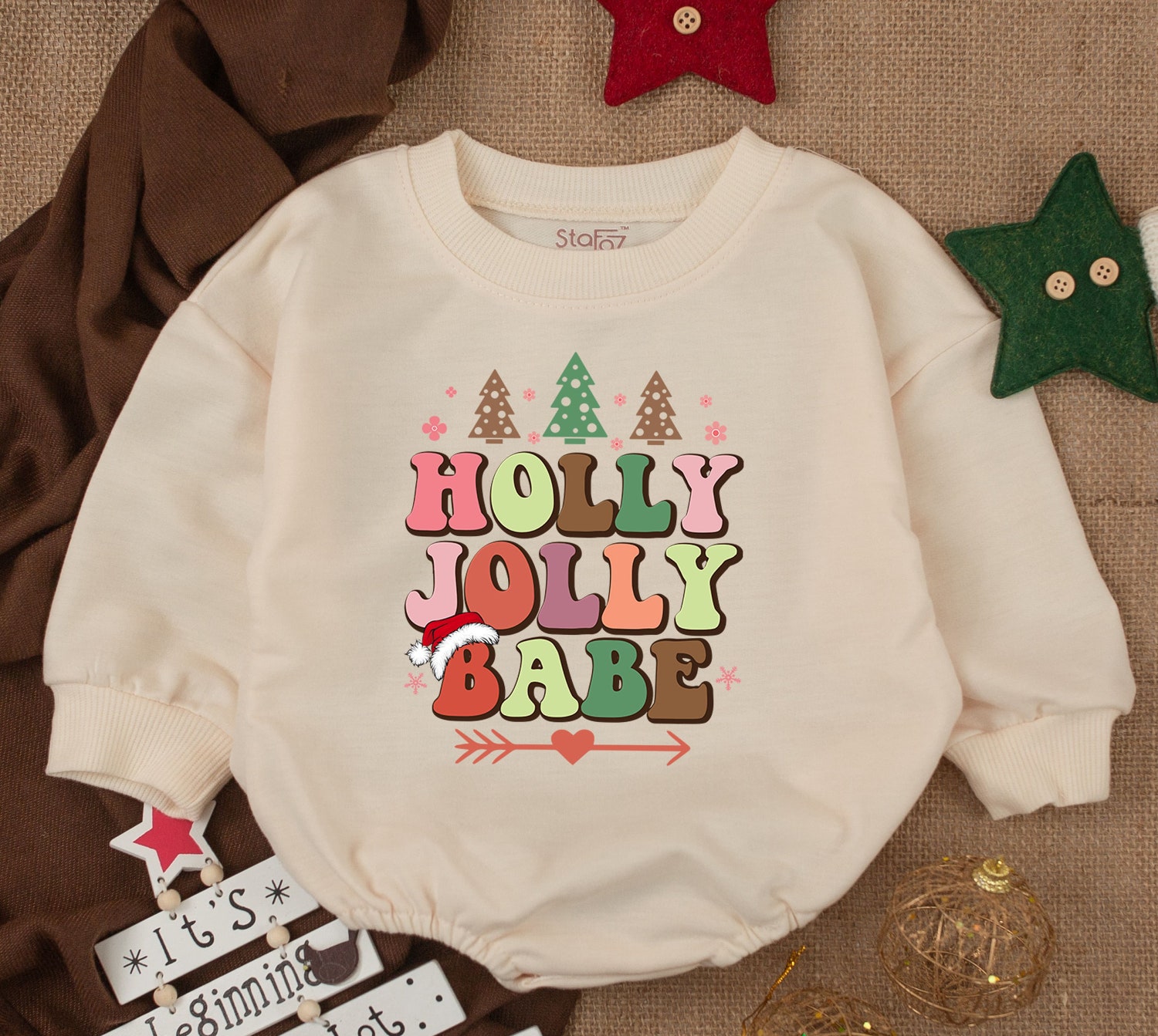 Christmas Baby Outfit Holly Jolly Babe Clothes Baby Girl First Christmas Romper Jumper image 1