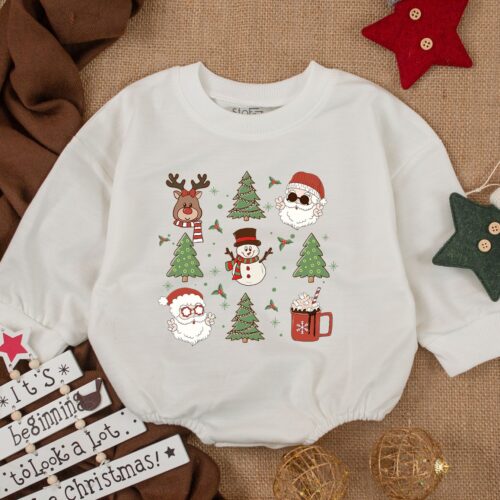 Funny Christmas Baby Outfit 1st Christmas Bubble Romper Newborn Baby Shower Xmas Clothes image 0