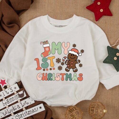 Funny Christmas Baby Romper 1st Christmas Outfit Newborn Baby Shower Gift Holiday Baby Clothes image 0