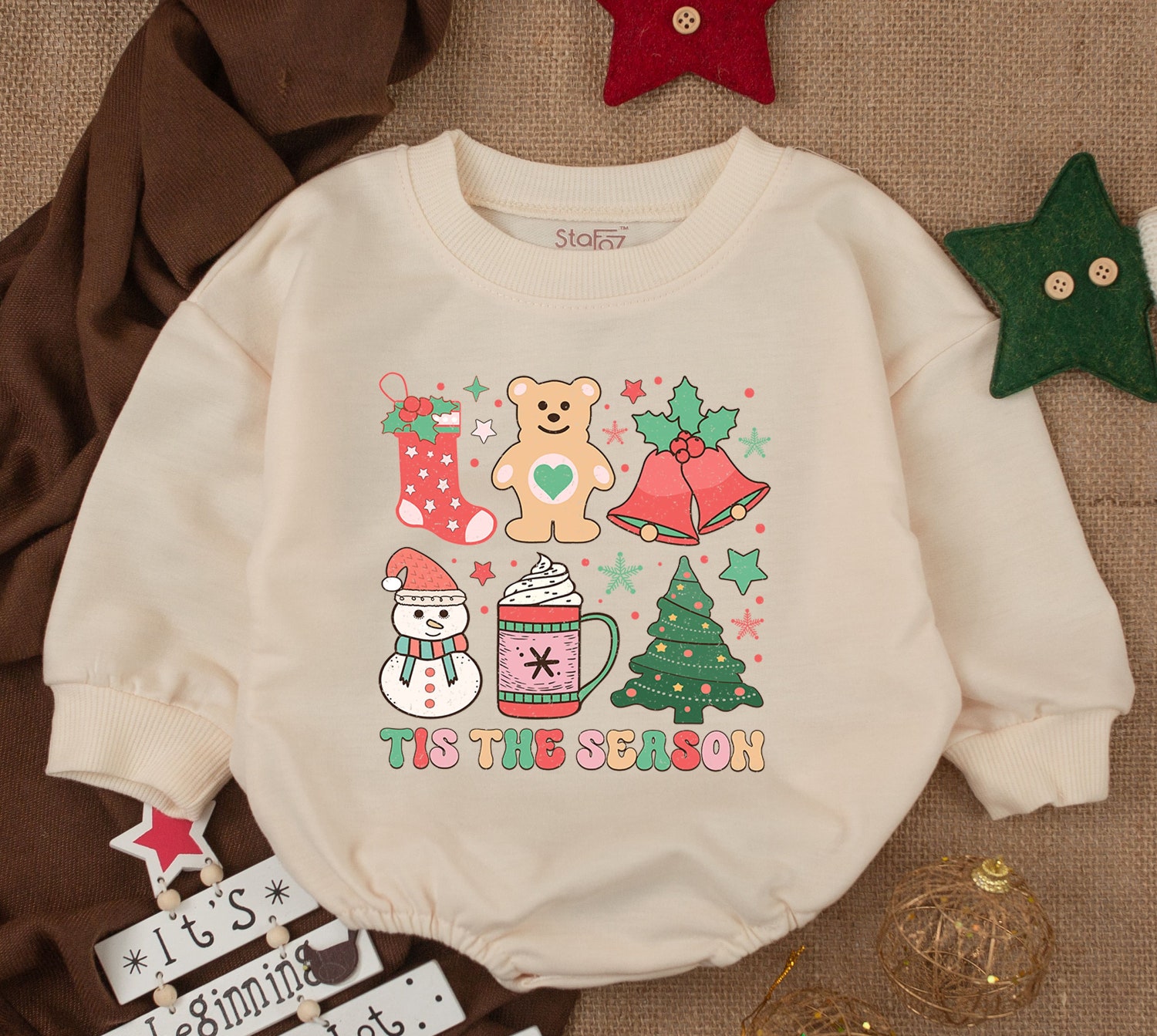 Funny Christmas Baby Romper Toddler Sweatshirt 1st Christmas Outfit Merry Christmas Vibes image 1