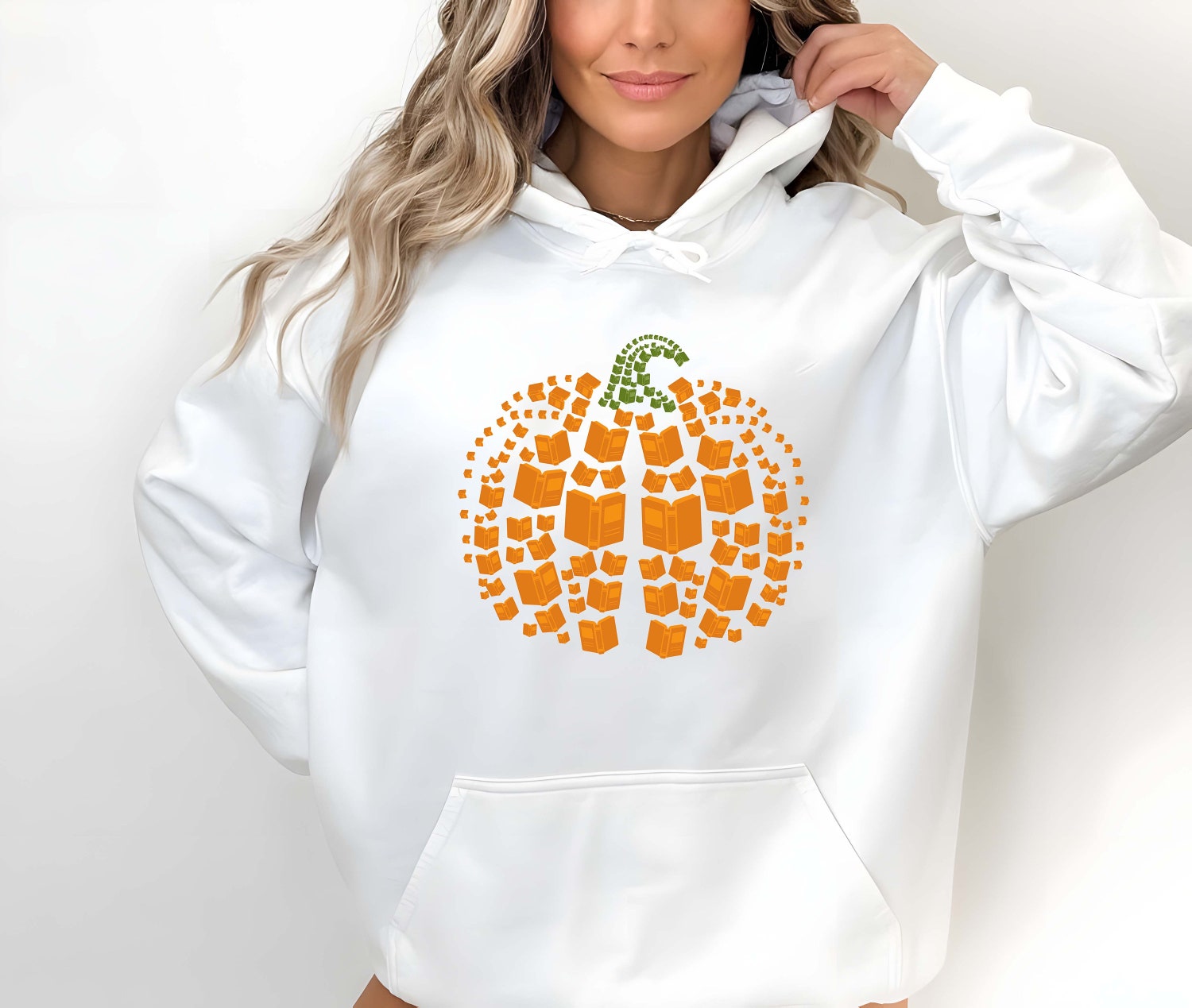 Retro Book Pumpkin Halloween Hoodie Book Lover Gift Cozy Reading Sweatshirt Bookworm Apparel image 3