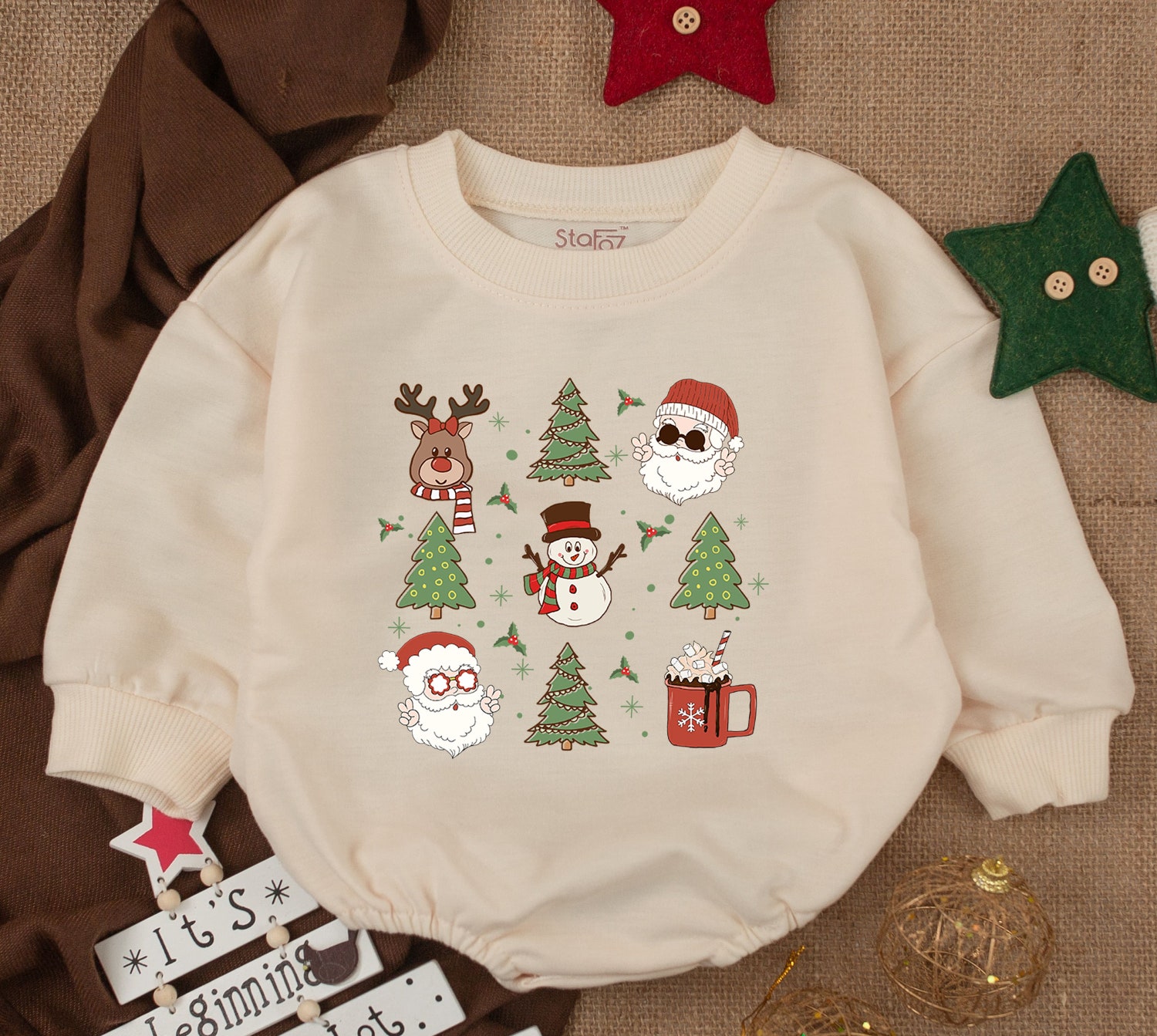 Funny Christmas Baby Outfit 1st Christmas Bubble Romper Newborn Baby Shower Xmas Clothes image 1