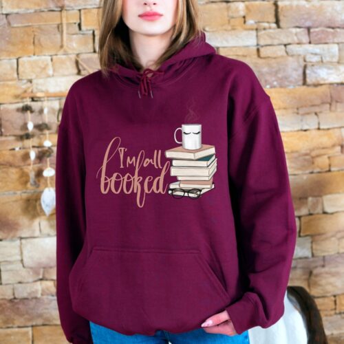 I'm All Booked Hoodie Librarian Shirt Book Lover Hoodie Teacher Gift Book and Coffee Sweater image 0