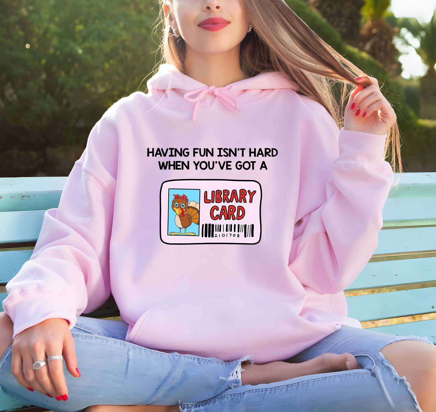 Book Lover Hoodie Fun Library Card Quote Thanksgiving & Halloween Gift Idea image 1