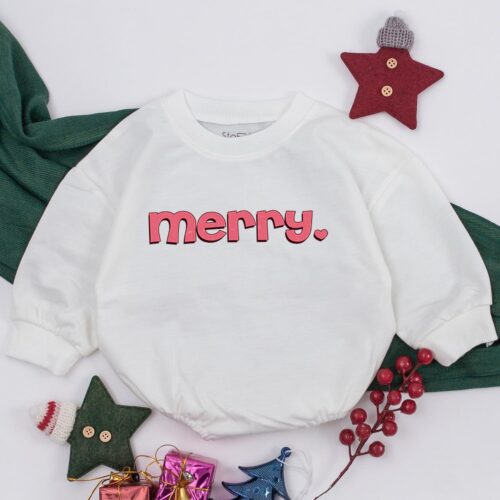 Christmas Baby Girl Outfit Cozy Retro Santa Romper Soft Warm Sweatsuit for Holiday image 0