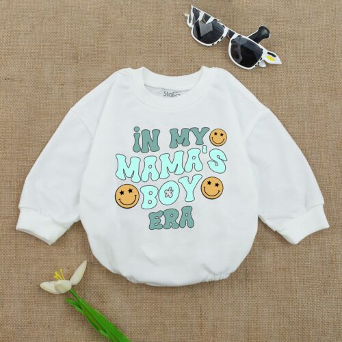 My Mama's Boy Era Romper Mama's Boy Bodysuit Shirt Baby Boy Outfit Gift image 0