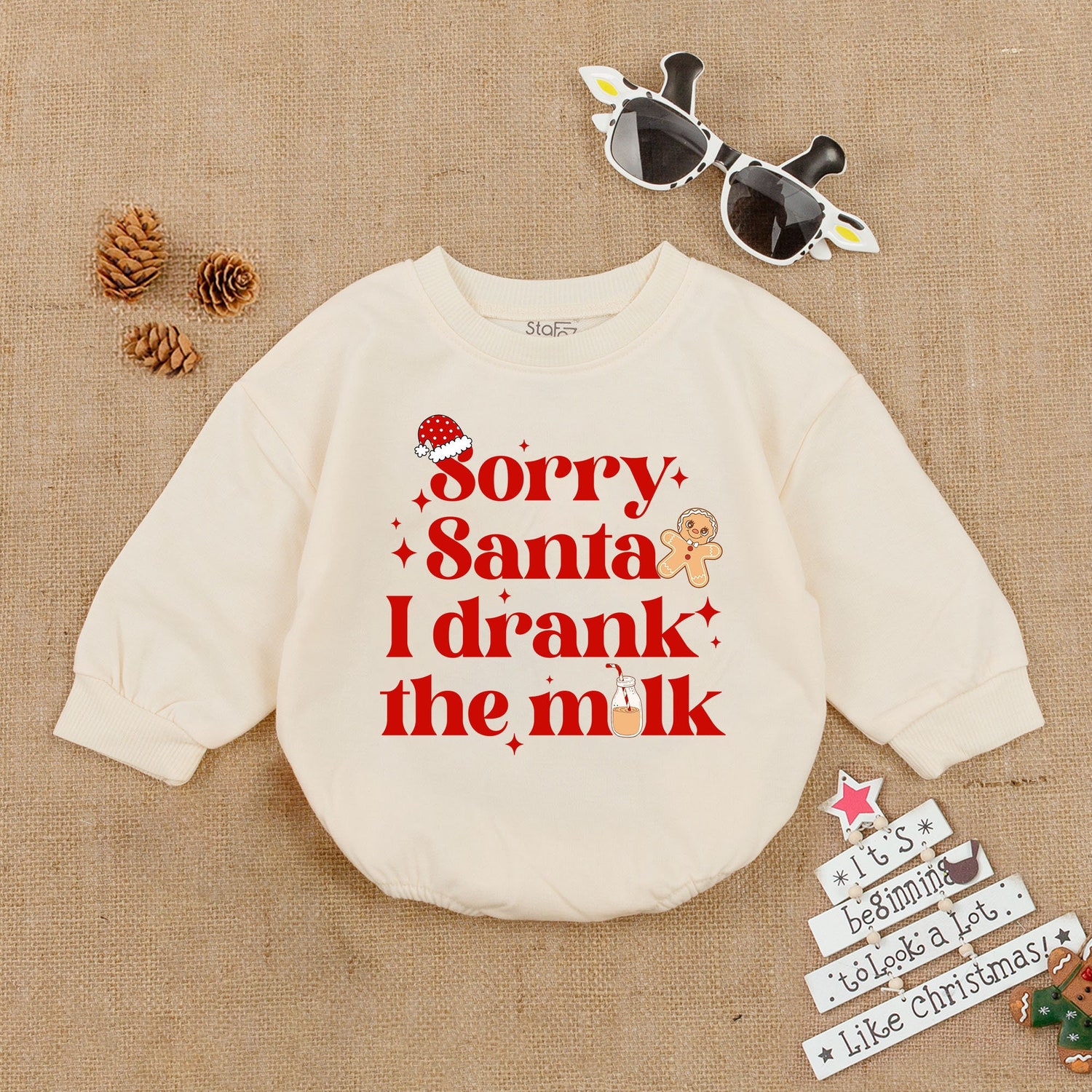 Sorry Santa I Drank The Milk Baby Romper Christmas Bodysuit First Christmas Baby Outfit image 1