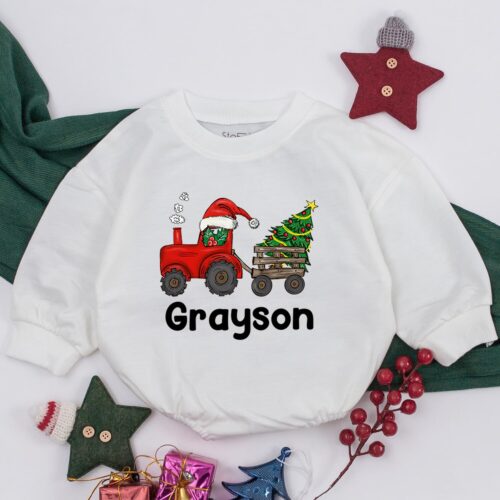 Personalized Christmas Baby Outfit Red Car Romper Baby Boy Infant Clothes Baby Shower Gift image 0