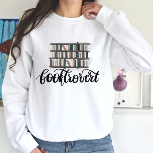 Booktrovert Sweatshirt Library & Book Sweater Reading Shirt Gift for Book Lovers & Teachers image 0