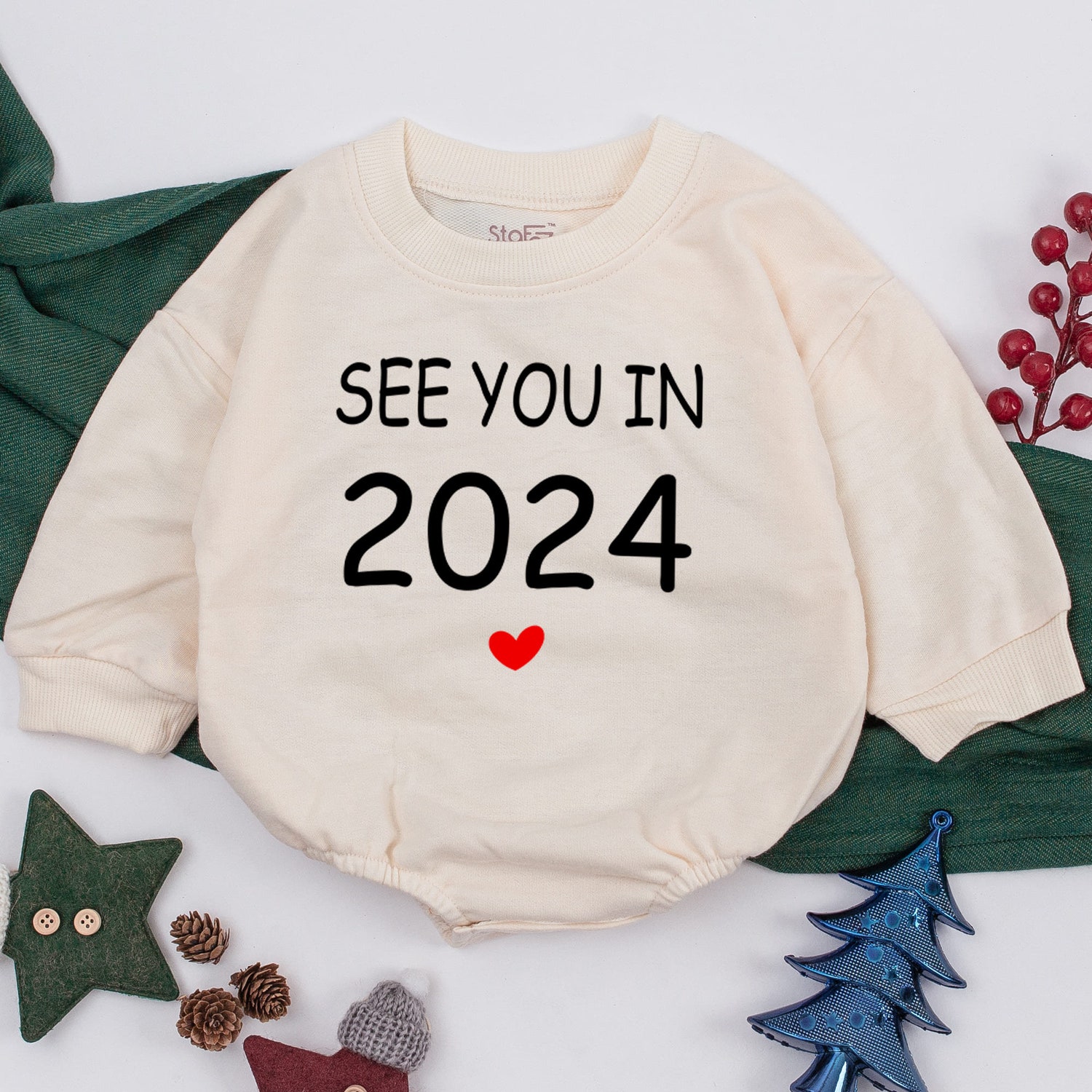 See You in 2024 Pregnancy Announcement Baby Romper Simple Infant Pregnancy Reveal Outfit image 1