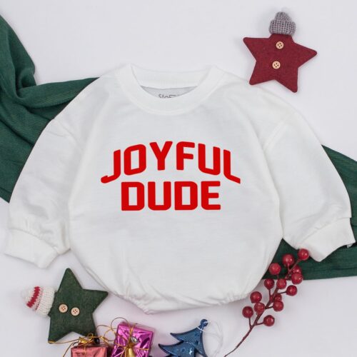 Joyful Dude Christmas Baby Romper Soft Cozy Retro Santa Outfit for Boy or Girl Baby Shower Gift image 0