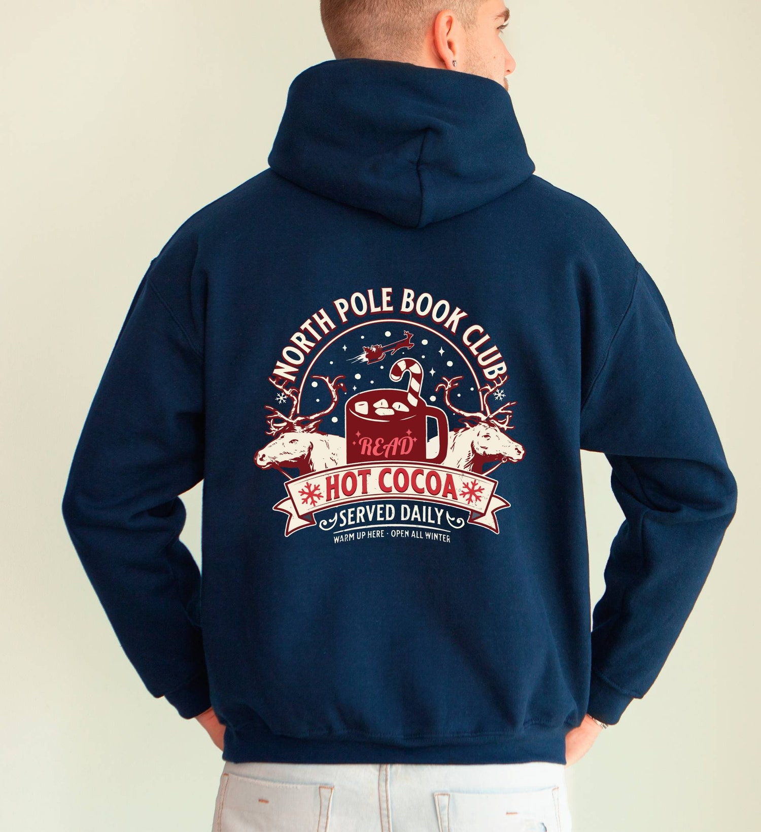 North Pole Book Club Hoodie Bookish Christmas Sweatshirt Book Lover Gift Holiday Apparel image 6