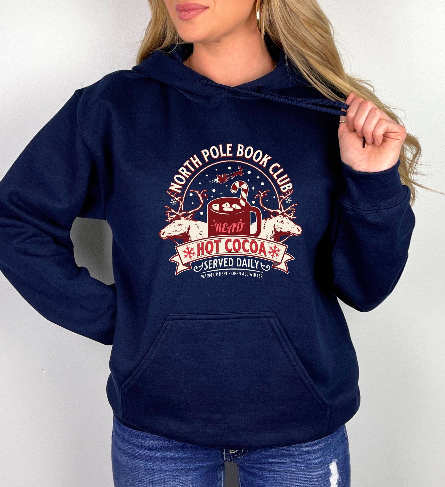 North Pole Book Club Hoodie Bookish Christmas Sweatshirt Book Lover Gift Holiday Apparel image 4