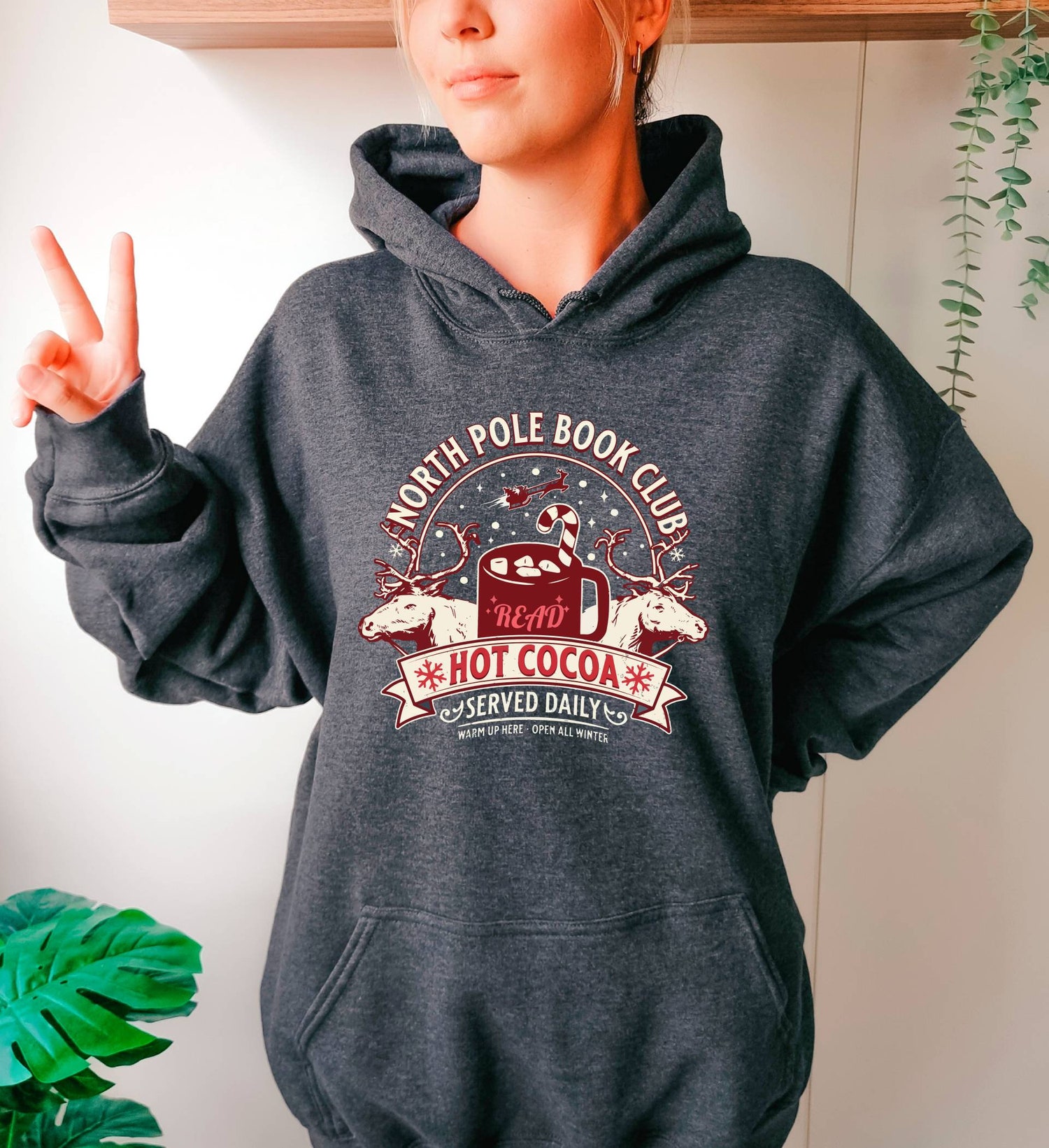 North Pole Book Club Hoodie Bookish Christmas Sweatshirt Book Lover Gift Holiday Apparel image 2