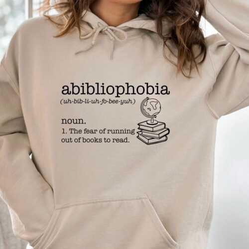 Book Lover Hoodie Abibliophobia Reading Sweatshirt Funny Bookworm Gift for Readers image 0