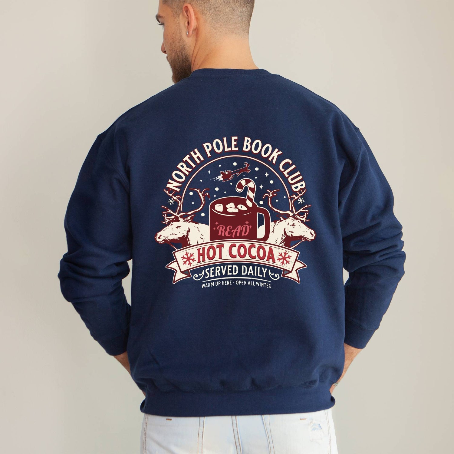 North Pole Book Club Sweatshirt Bookish Christmas Sweater Book Lover Gift Cozy Holiday Crewneck image 6