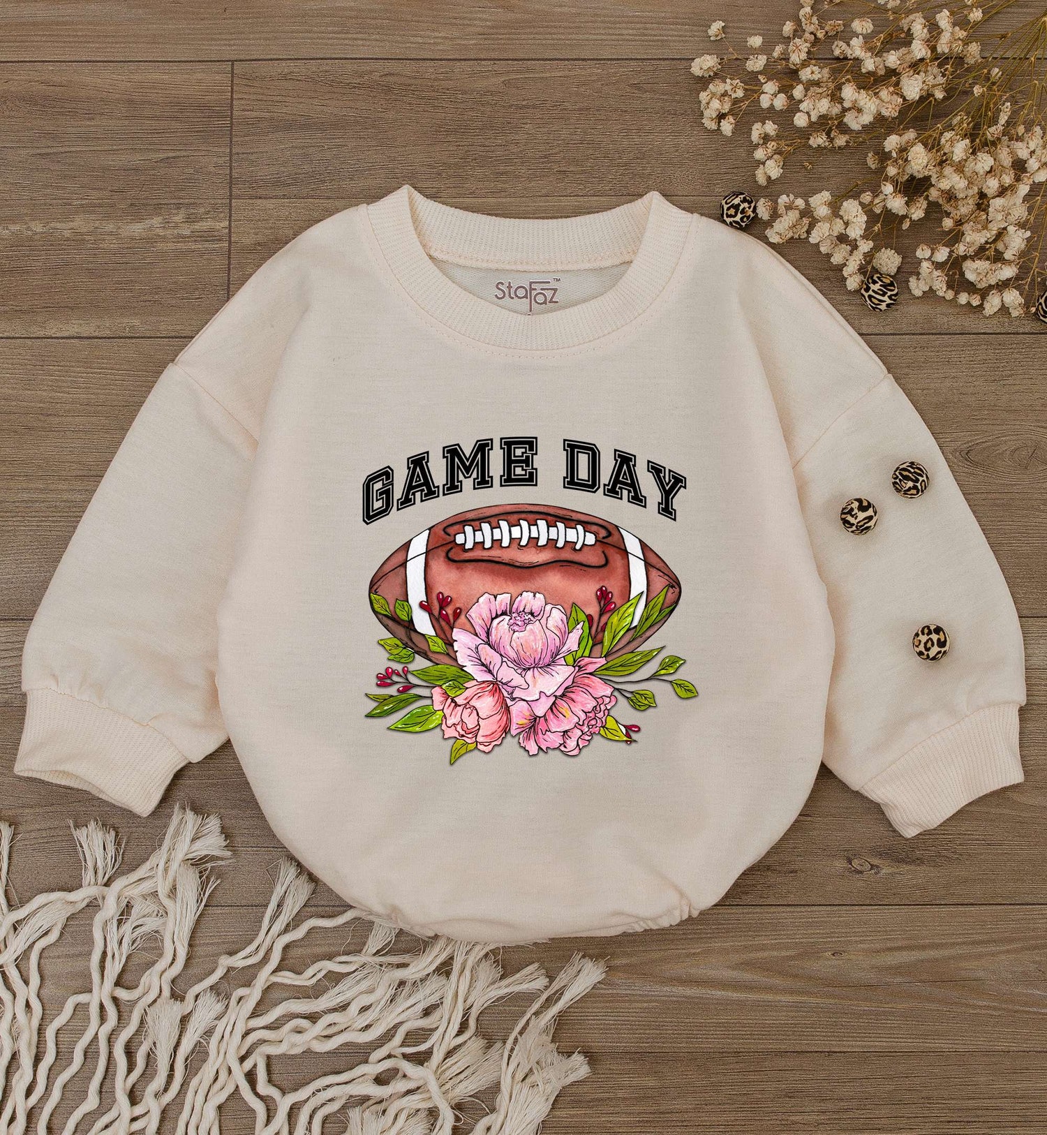 Girls American Football Bodysuit Game Day Newborn Romper Retro Baby One Piece Cute Baseball Outfit image 1