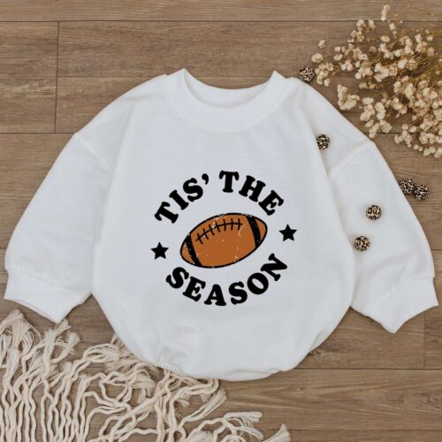 Game Day Baby Romper American Football Newborn Bodysuit Cute Retro Baby One Piece Outfit image 0