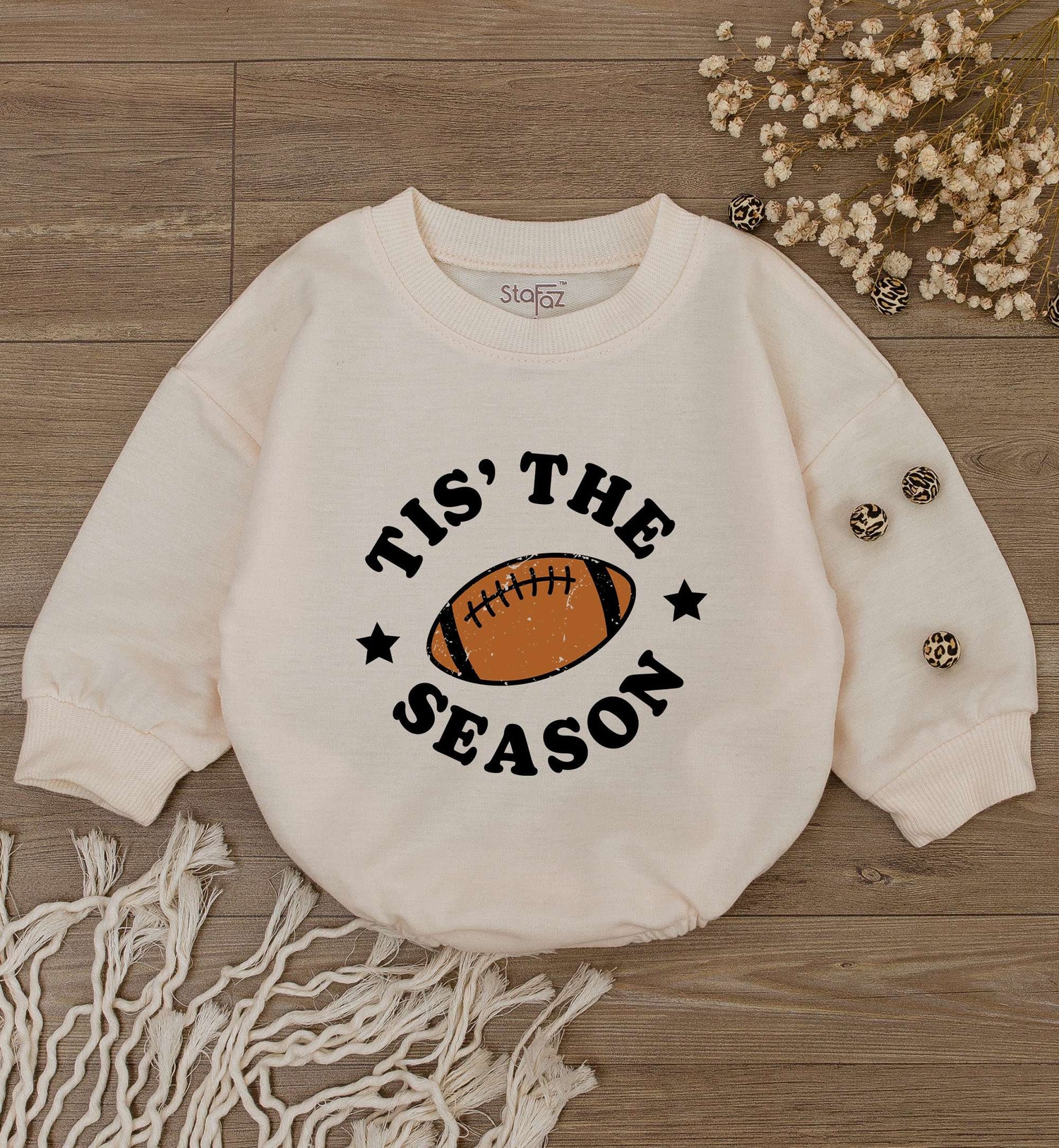 Game Day Baby Romper American Football Newborn Bodysuit Cute Retro Baby One Piece Outfit image 1