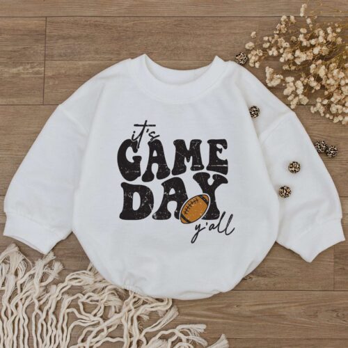 It's Game Day Y'all Baby Romper American Football Bodysuit Cute Newborn One Piece image 0