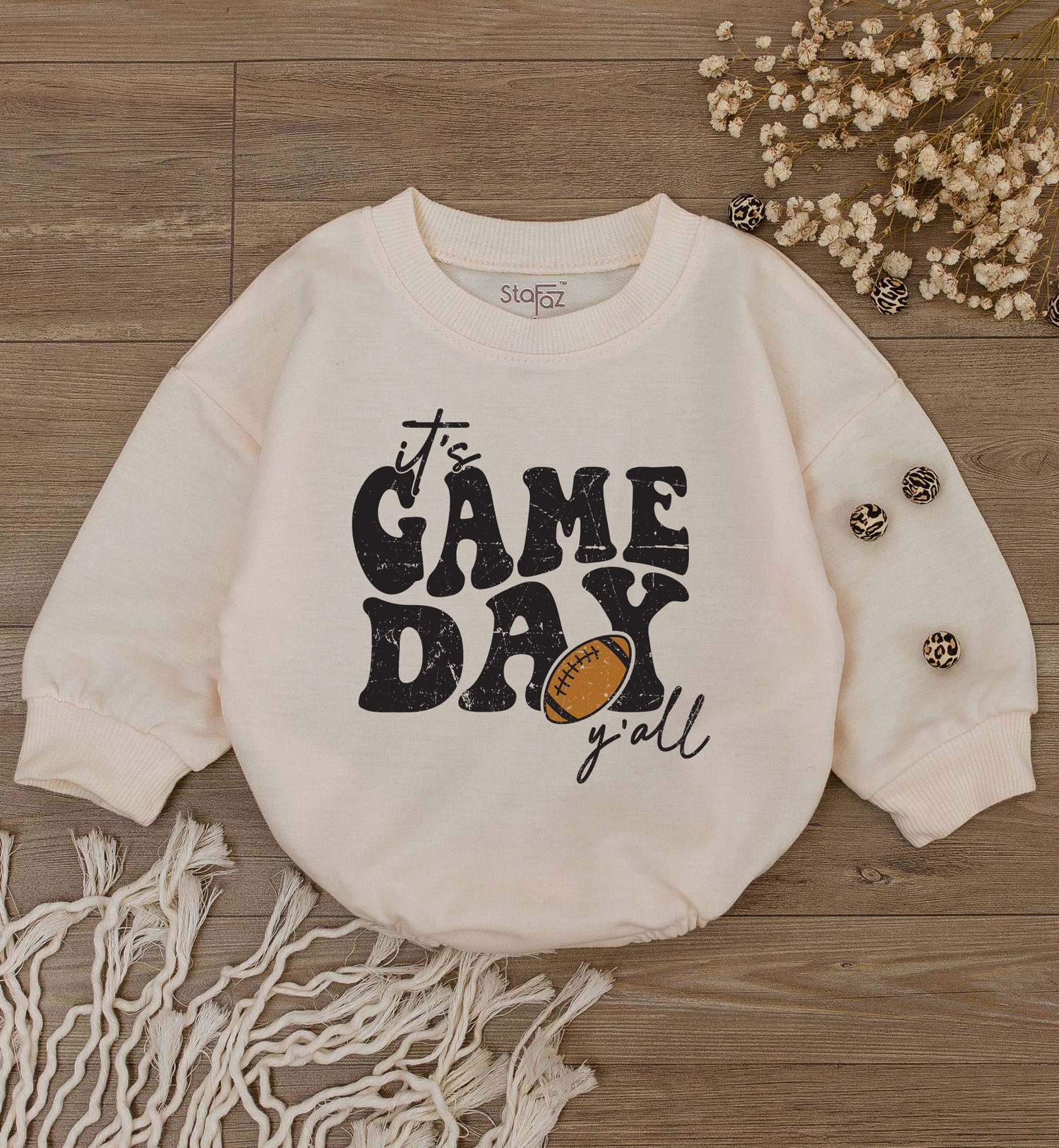 It's Game Day Y'all Baby Romper American Football Bodysuit Cute Newborn One Piece image 1