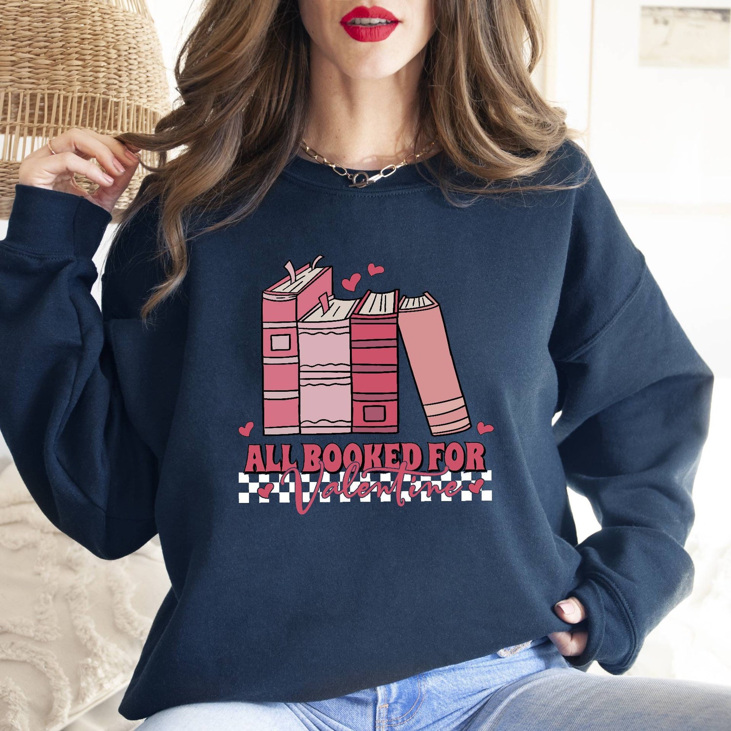 Valentine's Sweatshirt for Book Lovers Book and Coffee Gift Teacher Valentine's Day Gift image 1