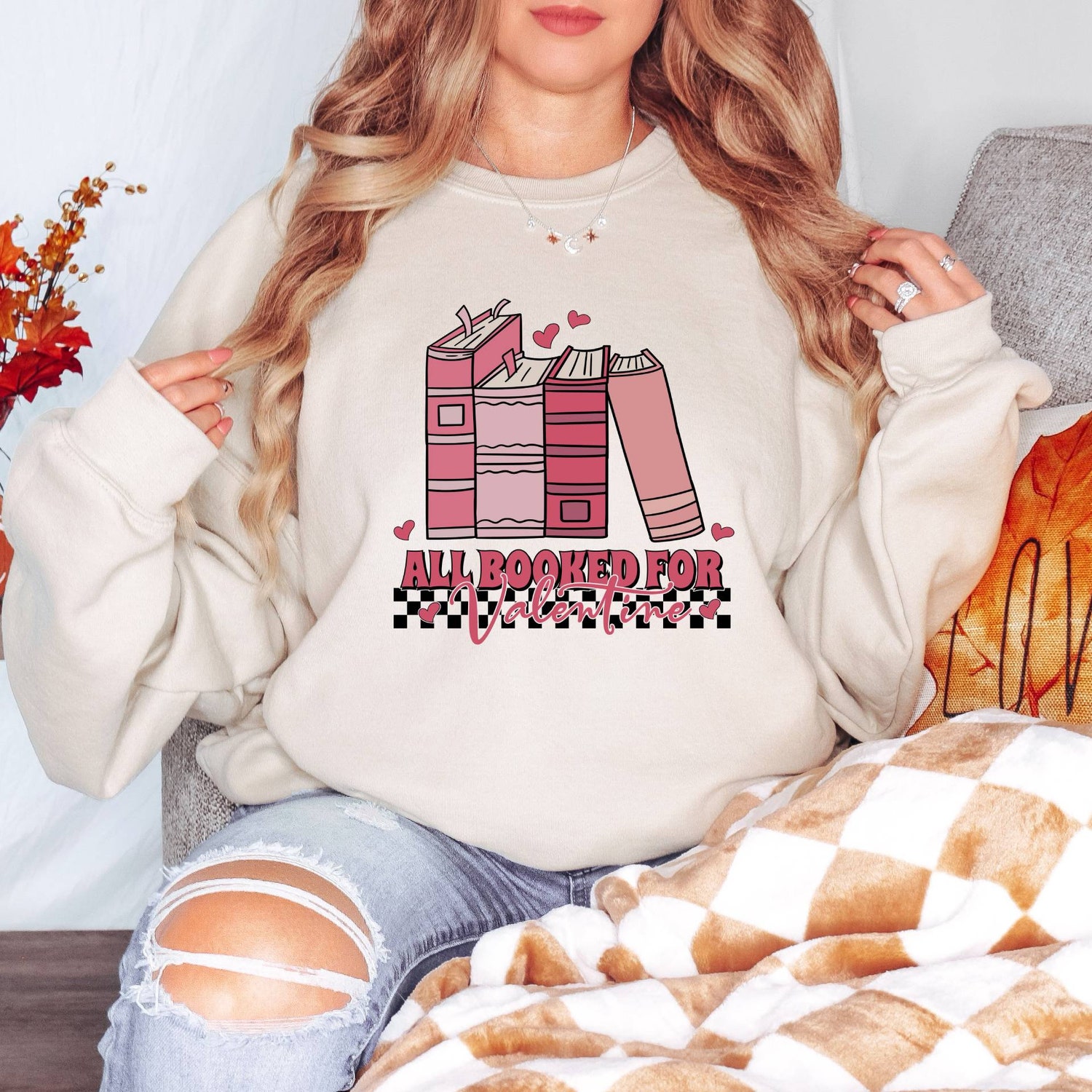 Valentine's Sweatshirt for Book Lovers Book and Coffee Gift Teacher Valentine's Day Gift image 4