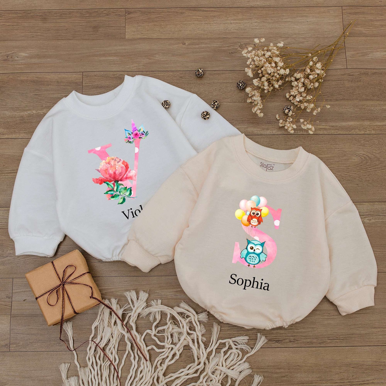 Personalized Baby Girl Romper Custom Bodysuit Newborn Outfit Baby Shower Gift Name Romper image 3