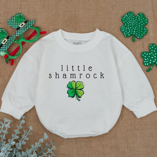 Little Shamrock Baby Romper Newborn Saint Patrick's Day Bodysuit Clover Baby Outfit Gift image 0