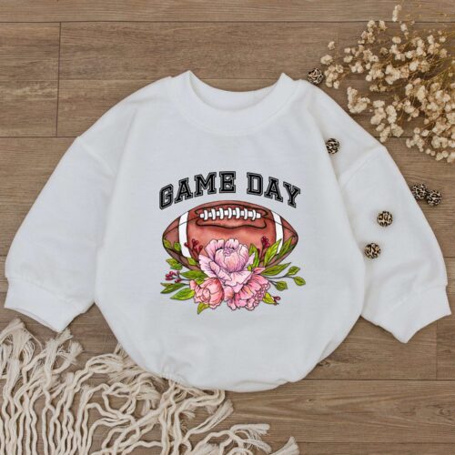 Girls American Football Bodysuit Game Day Newborn Romper Retro Baby One Piece Cute Baseball Outfit image 0