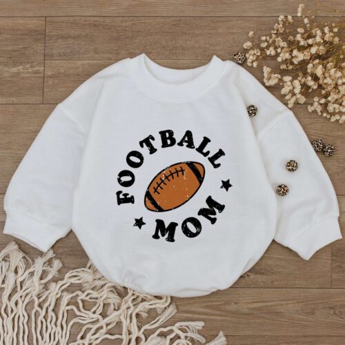 Game Day Baby Romper American Football Mom Outfit Cute Newborn Bodysuit Retro Jumpsuit image 0