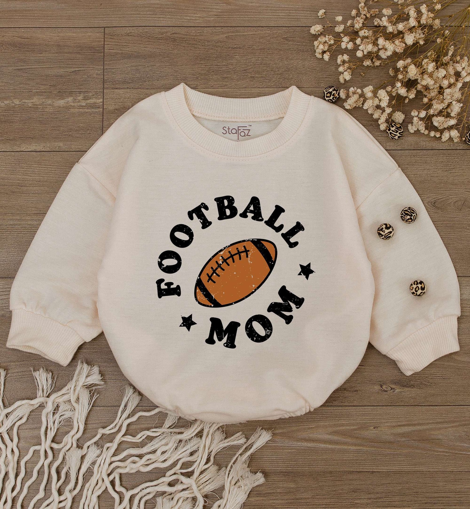 Game Day Baby Romper American Football Mom Outfit Cute Newborn Bodysuit Retro Jumpsuit image 1