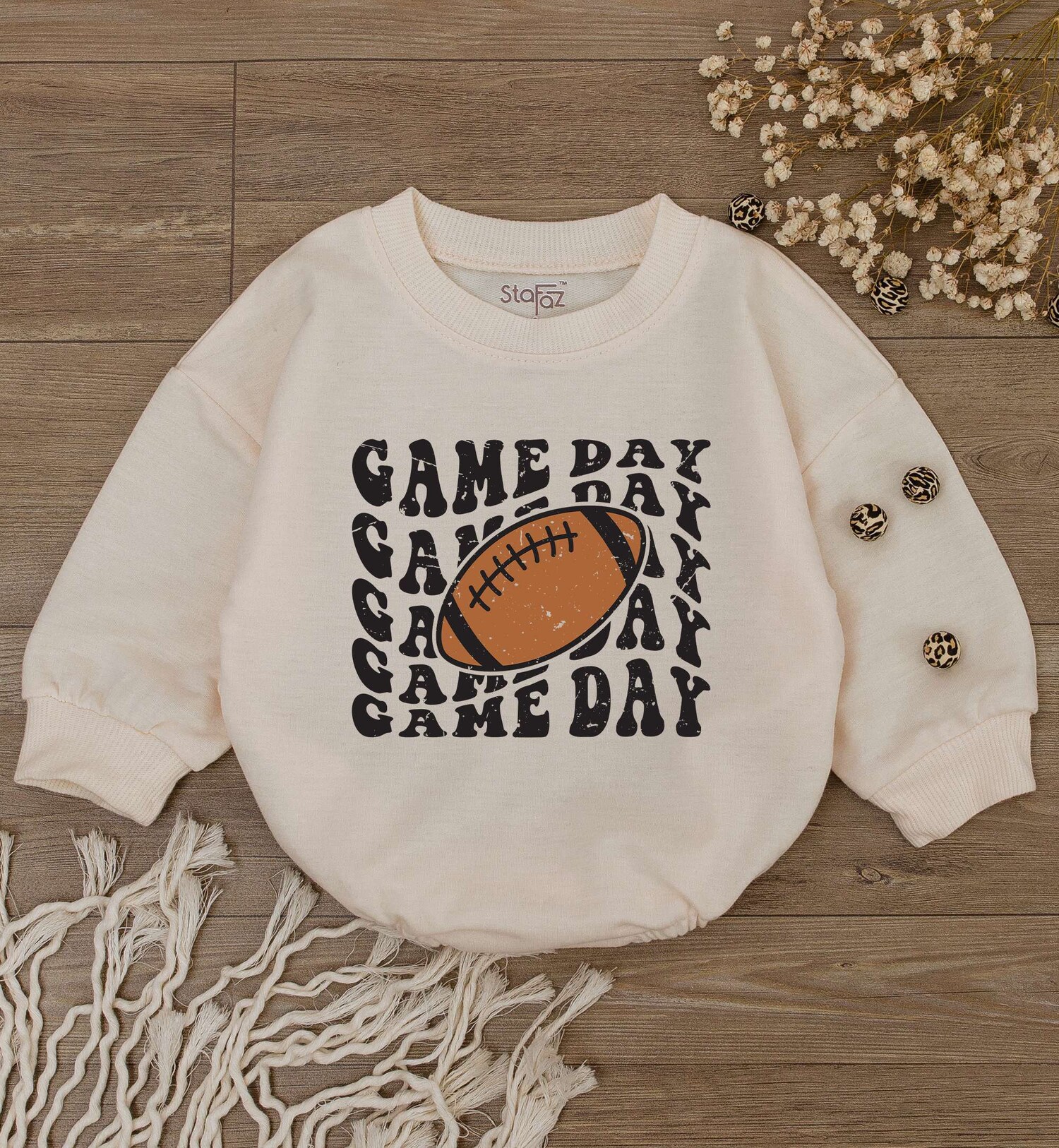 Game Day Baby Romper American Football Newborn Bodysuit Cute Sport Baby One Piece Gift image 1