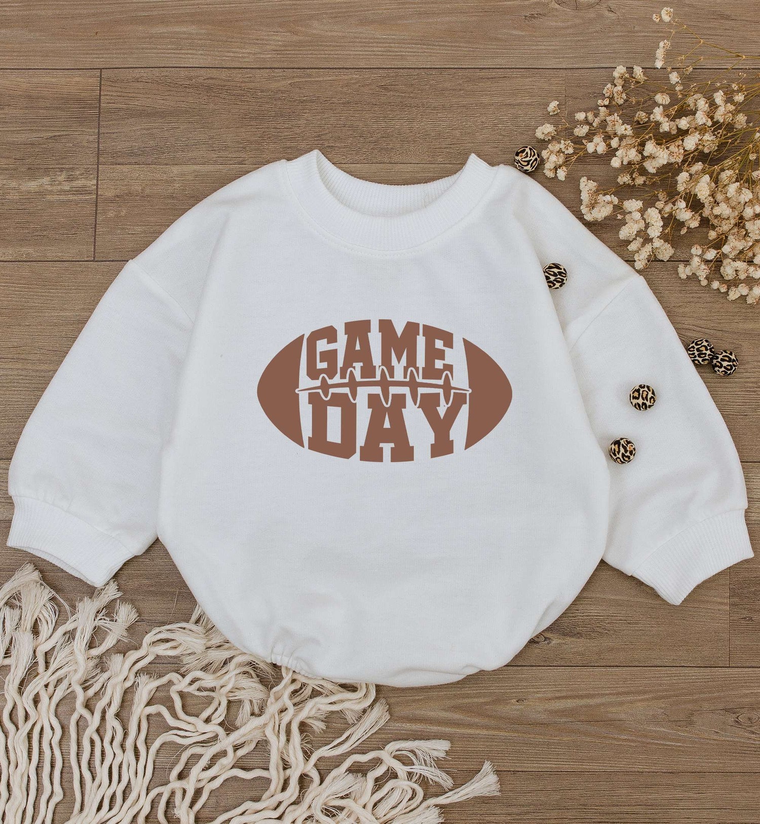 American Football Baby Romper Cute Newborn Bodysuit Retro Game Day Outfit Sports Baby Gift image 1