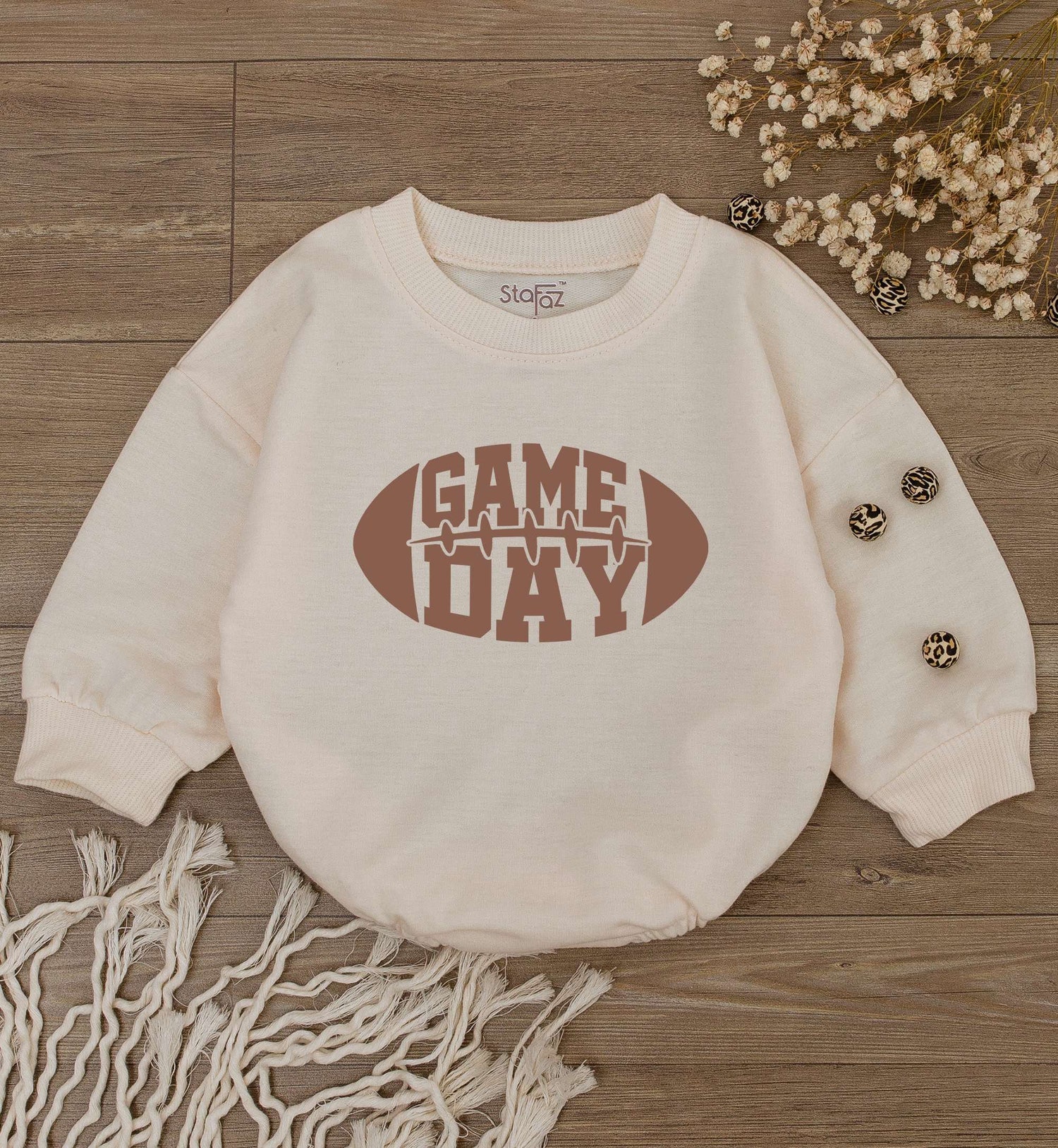 American Football Baby Romper Cute Newborn Bodysuit Retro Game Day Outfit Sports Baby Gift image 2