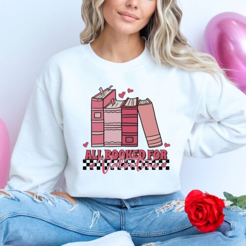 Valentine's Sweatshirt for Book Lovers Book and Coffee Gift Teacher Valentine's Day Gift image 0