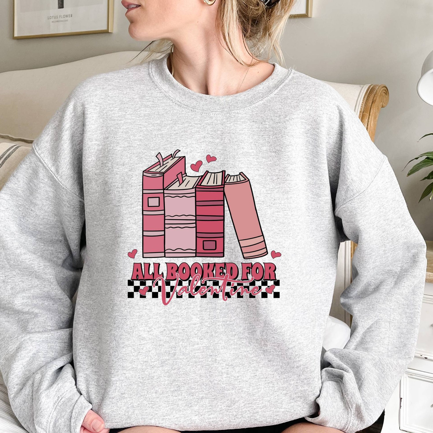 Valentine's Sweatshirt for Book Lovers Book and Coffee Gift Teacher Valentine's Day Gift image 5