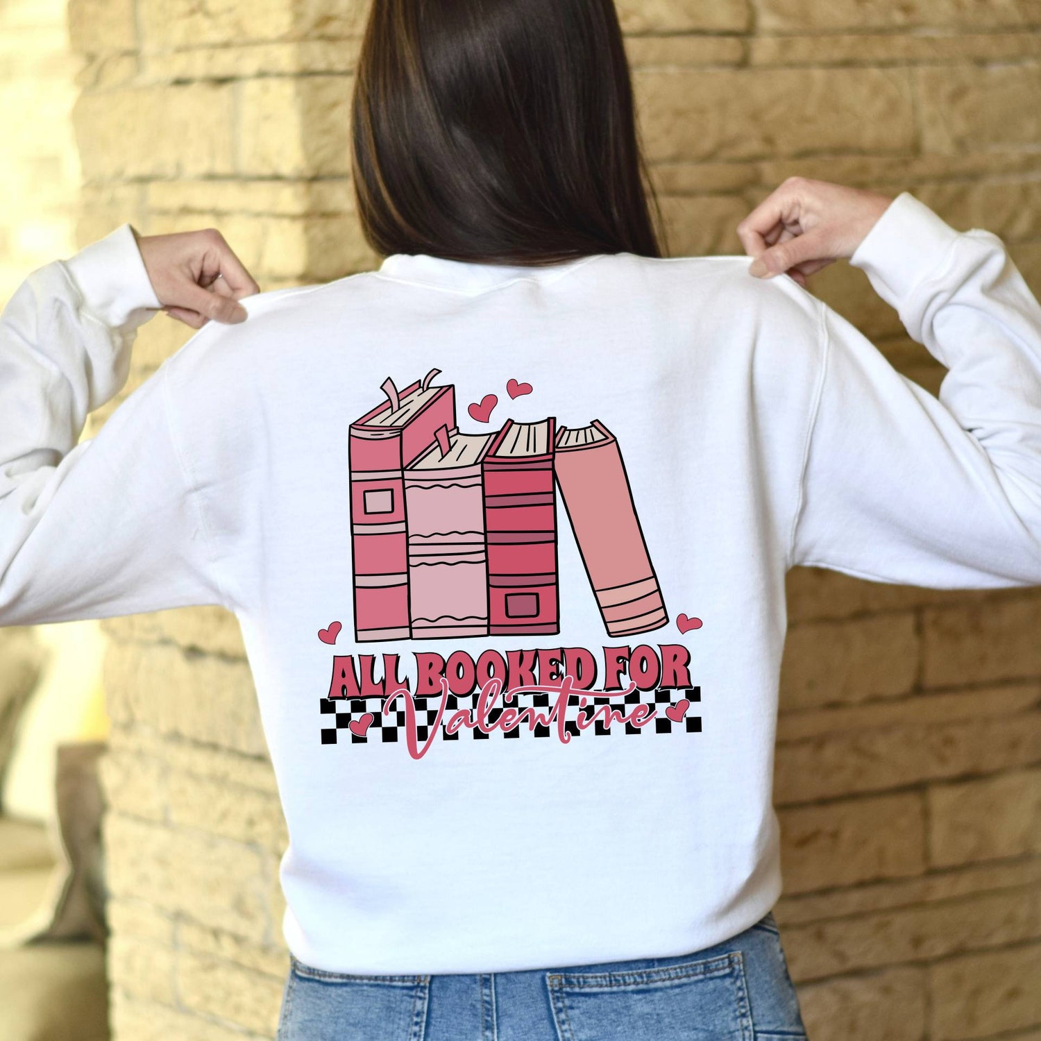 Valentine's Sweatshirt for Book Lovers Book and Coffee Gift Teacher Valentine's Day Gift image 2