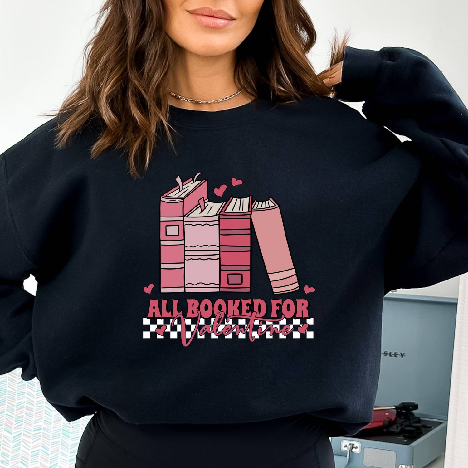 Valentine's Sweatshirt for Book Lovers Book and Coffee Gift Teacher Valentine's Day Gift image 7