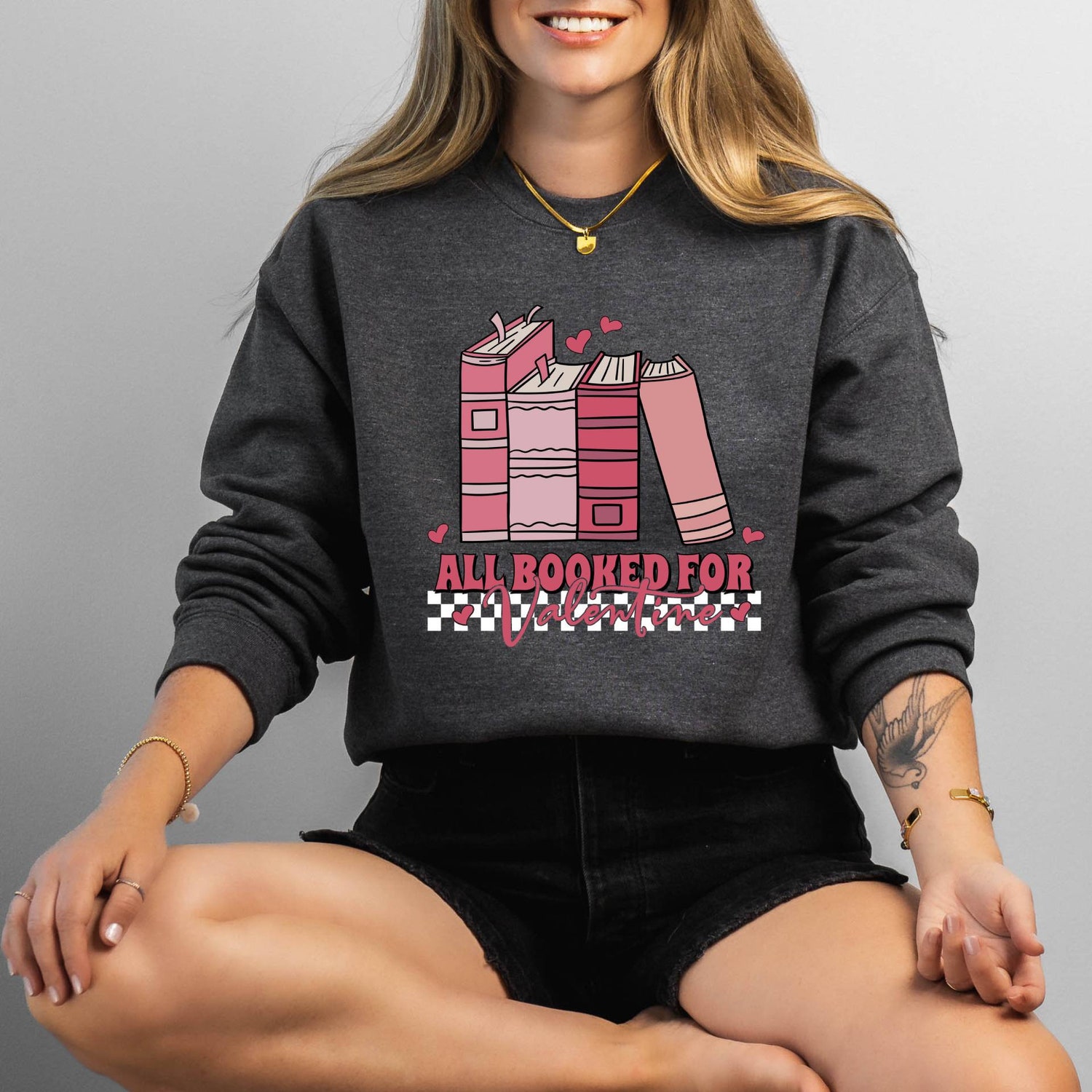 Valentine's Sweatshirt for Book Lovers Book and Coffee Gift Teacher Valentine's Day Gift image 6