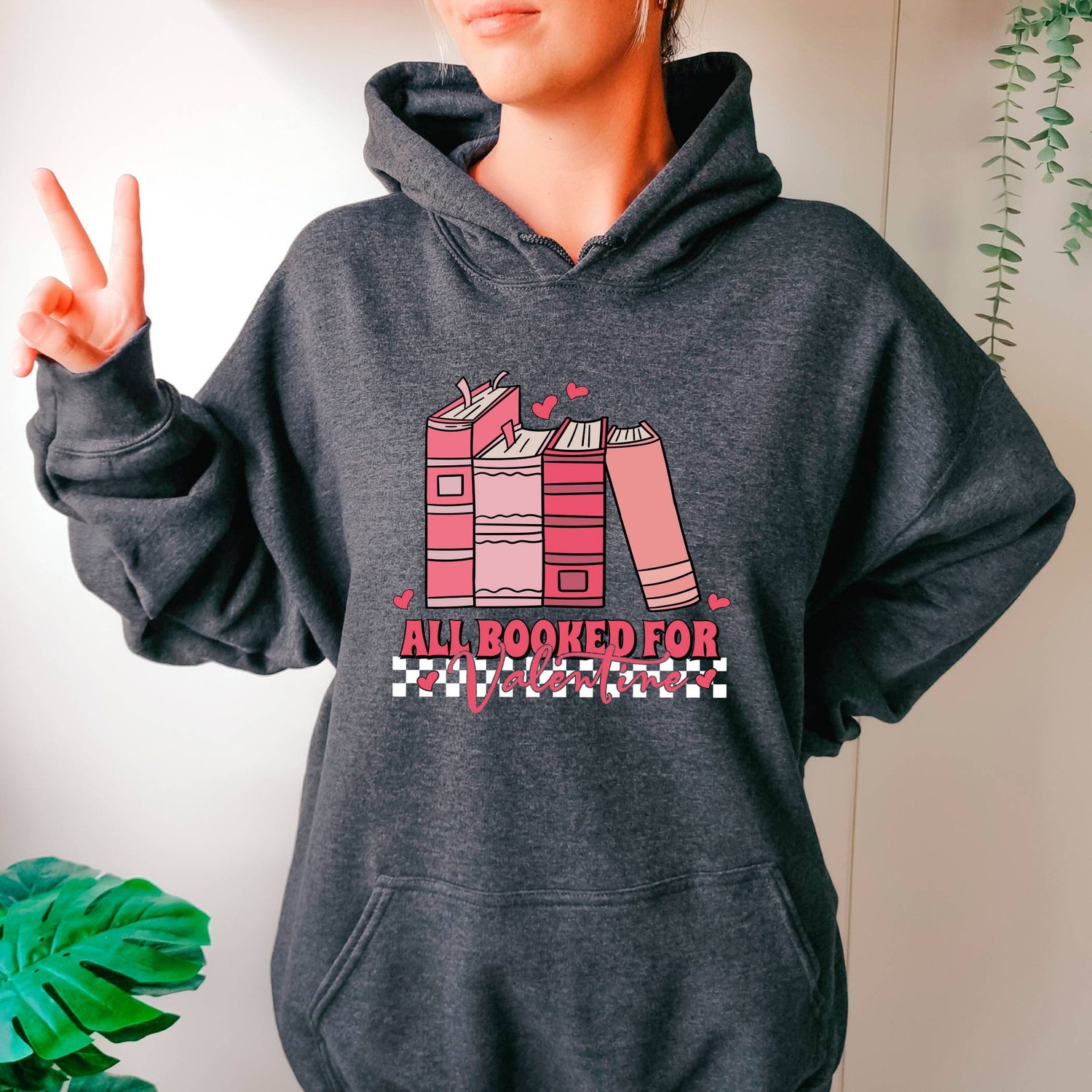 Valentine's Book Lover Hoodie Bookish Teacher Gift Coffee & Books Valentine's Sweatshirt image 4