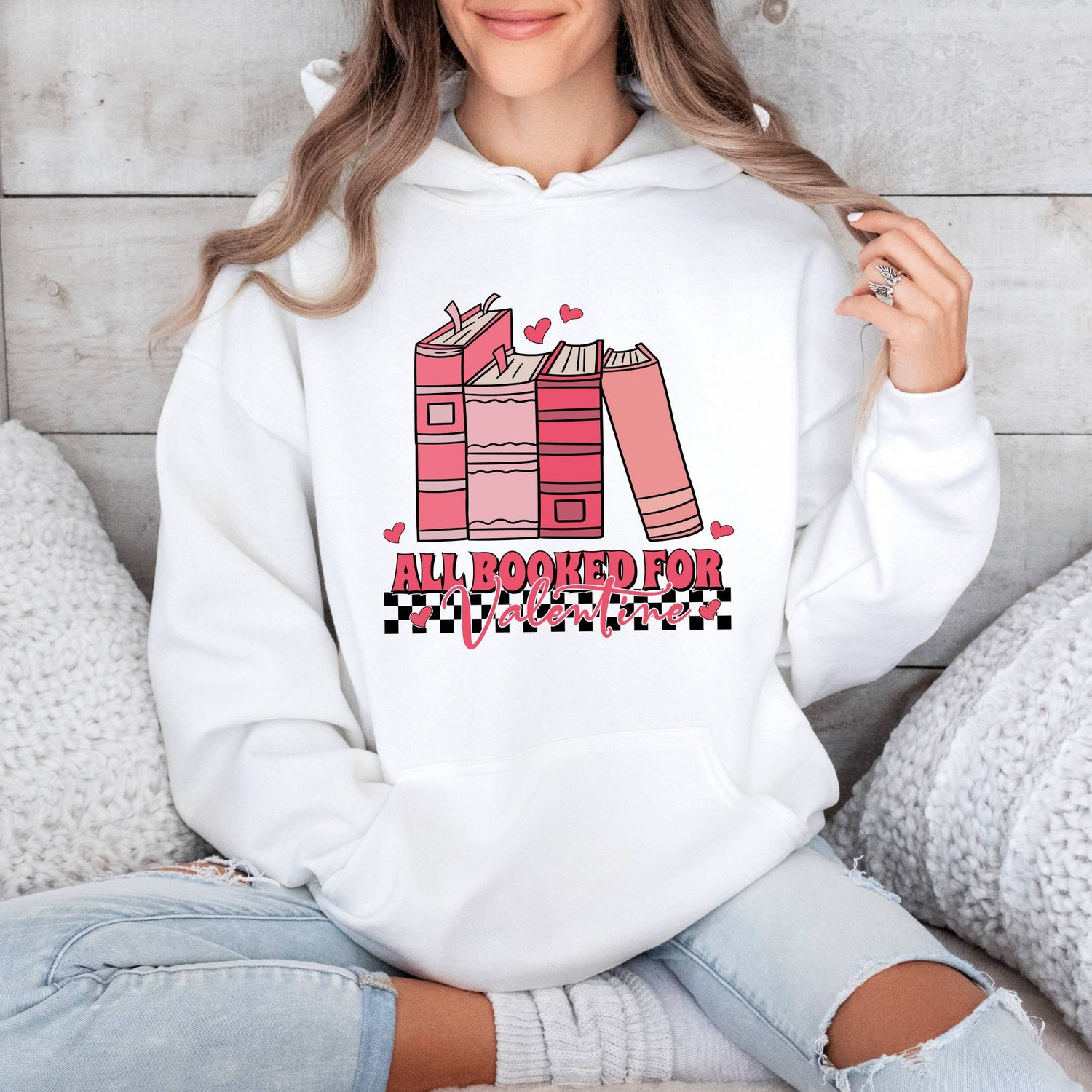 Valentine's Book Lover Hoodie Bookish Teacher Gift Coffee & Books Valentine's Sweatshirt image 2