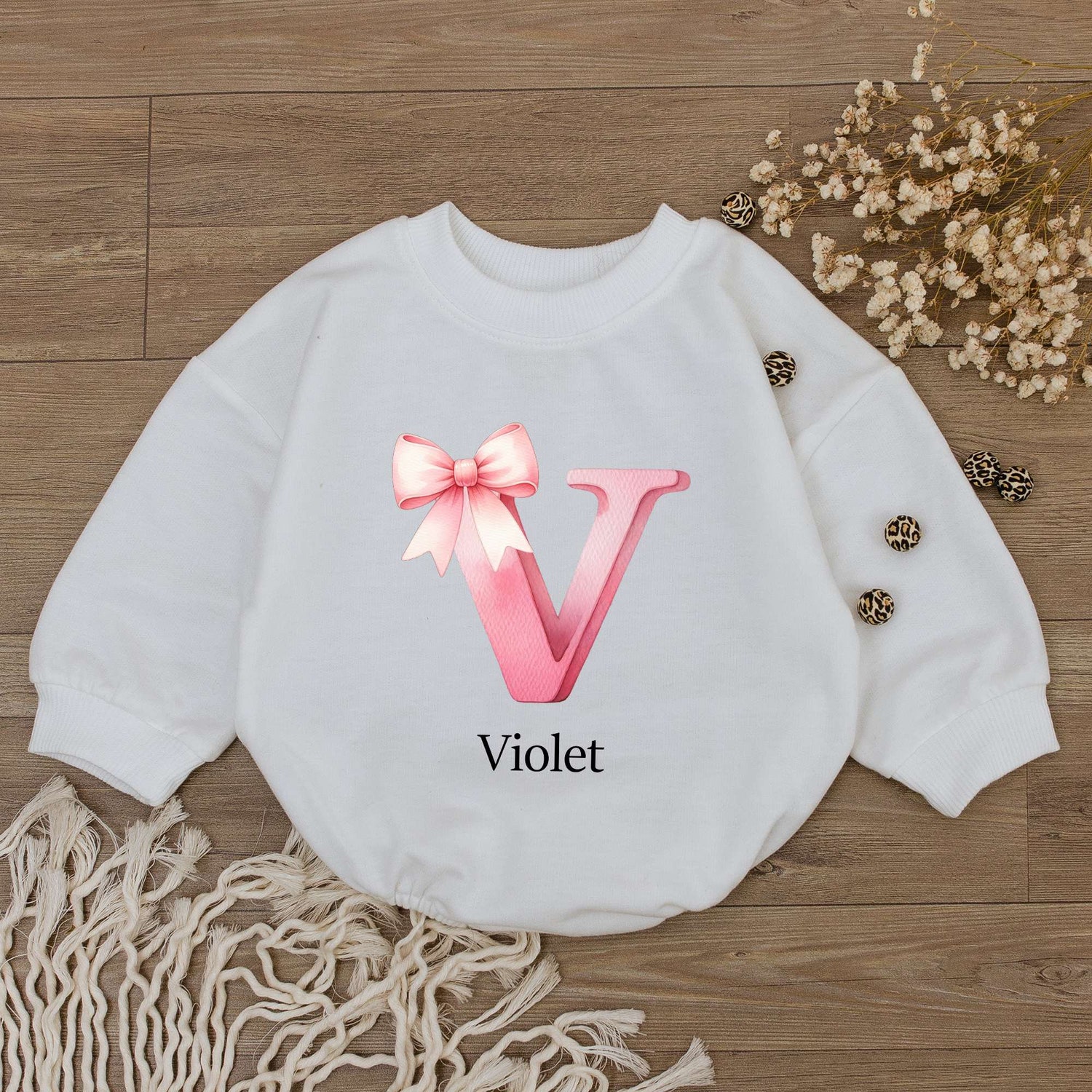 Custom Baby Romper Personalized Baby Girl Bodysuit Name Romper Outfit Baby Shower Gift image 1