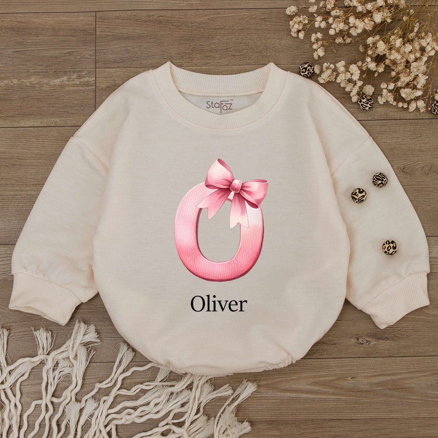 Custom Baby Romper Personalized Baby Girl Bodysuit Name Romper Outfit Baby Shower Gift image 2