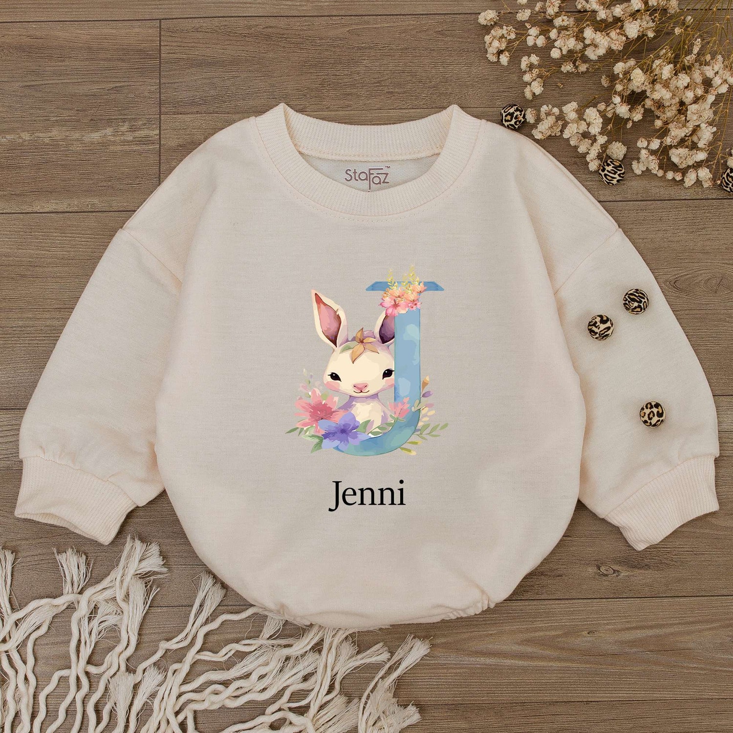 Personalized Baby Romper Custom Easter Bodysuit Newborn Outfit Baby Girl Gift Baby Shower image 1