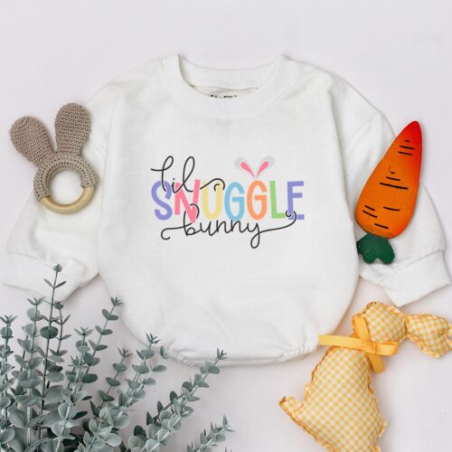 Easter Baby Outfit 1st Easter Romper Religious Christian Baby Bodysuit Lil Snuggle Bunny image 0