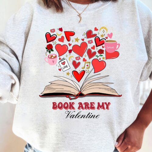 Books Are My Valentine PNG SVG Teacher Gift Book Lover Valentine's Day Gift Retro Design image 0