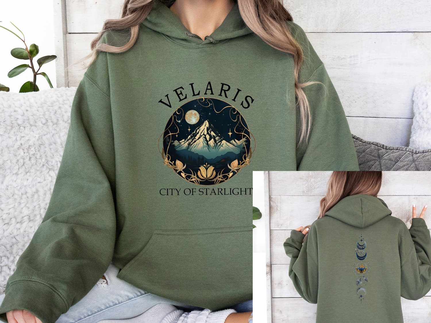 Acotar Velaris Hoodie Night Court Symbol A Court of Thorns Sarah J Maas Book Lover Gift image 1