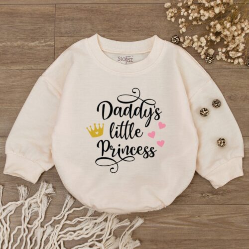 Daddy's Little Princess Newborn Baby Romper Fashion Casual Summer Bodysuit Retro Style image 0